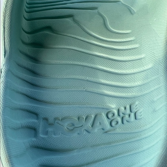 Hoka One One Mint Green & White Slides / with Red Accent - Picture 14 of 16